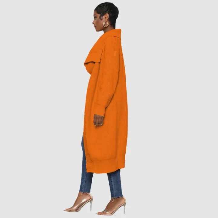 Solid Color Long Knit Cardigan