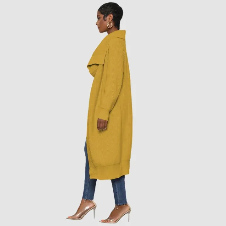 Solid Color Long Knit Cardigan