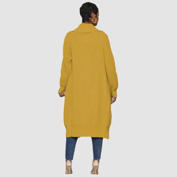 Solid Color Long Knit Cardigan