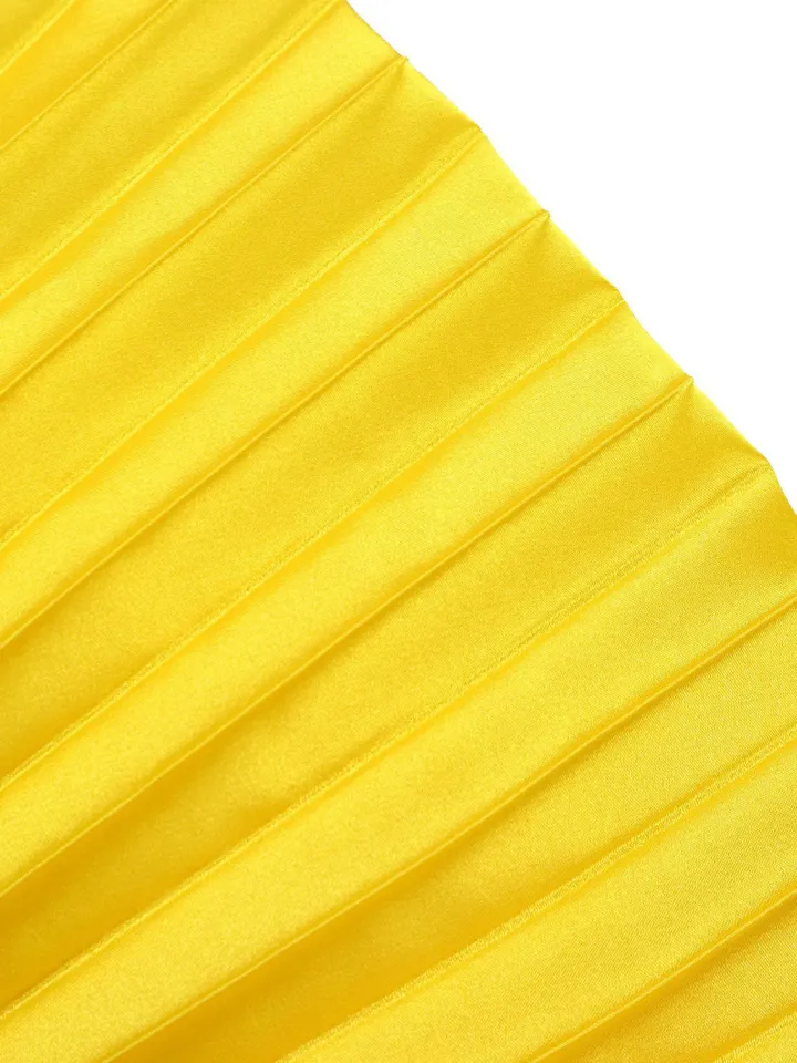 Solid Color Loose Strap Beach Pleated Dress