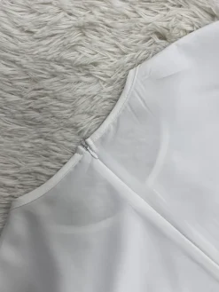 Solid Color Puff Sleeve Drawstring Waist Dress