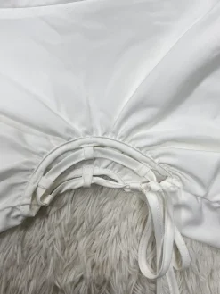 Solid Color Puff Sleeve Drawstring Waist Dress