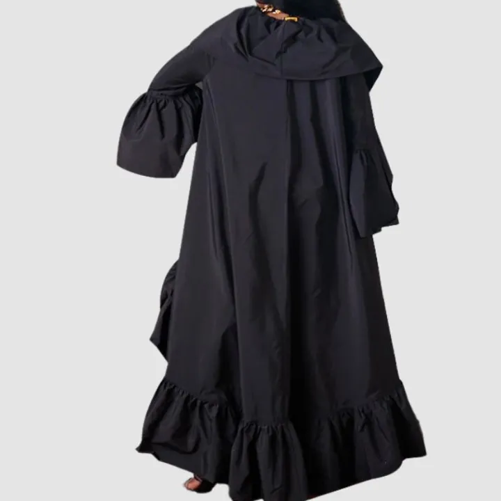 Solid Color Ruffled Trench Coat