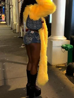 Solid Color Thick Fur Coat