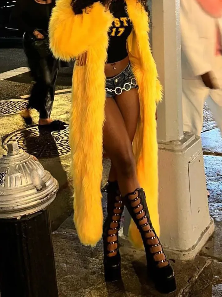 Solid Color Thick Fur Coat