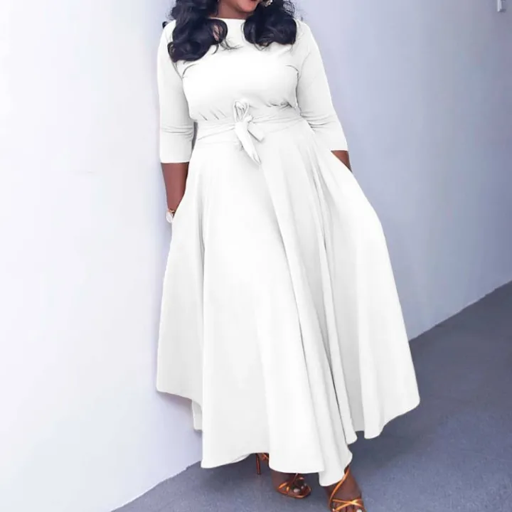 Solid Color Tie-up Dress