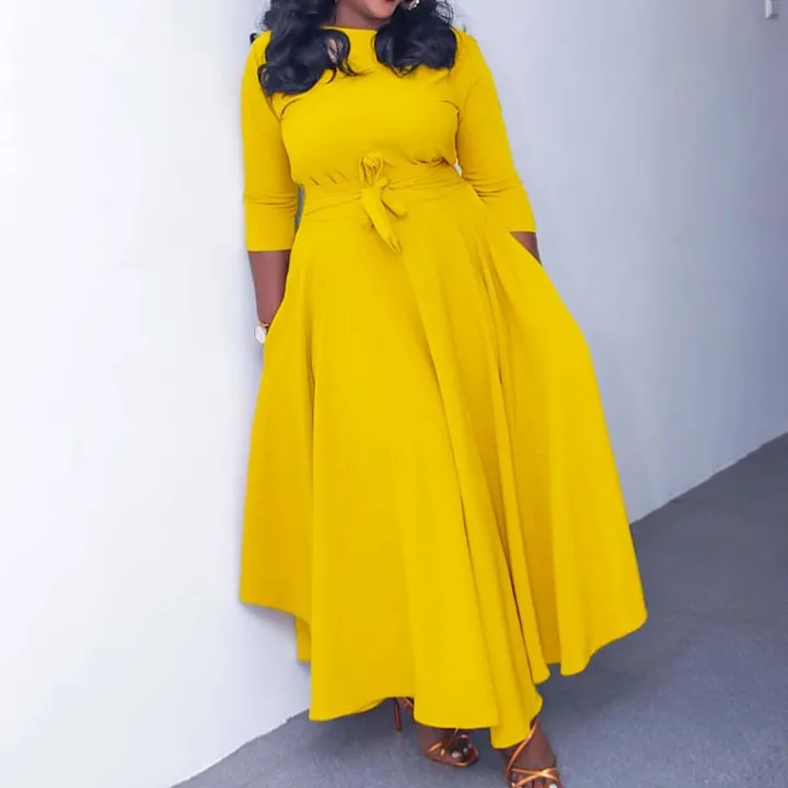 Solid Color Tie-up Dress