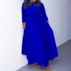 Solid Color Tie-up Dress