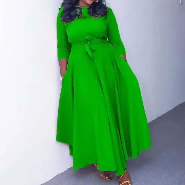 Solid Color Tie-up Dress