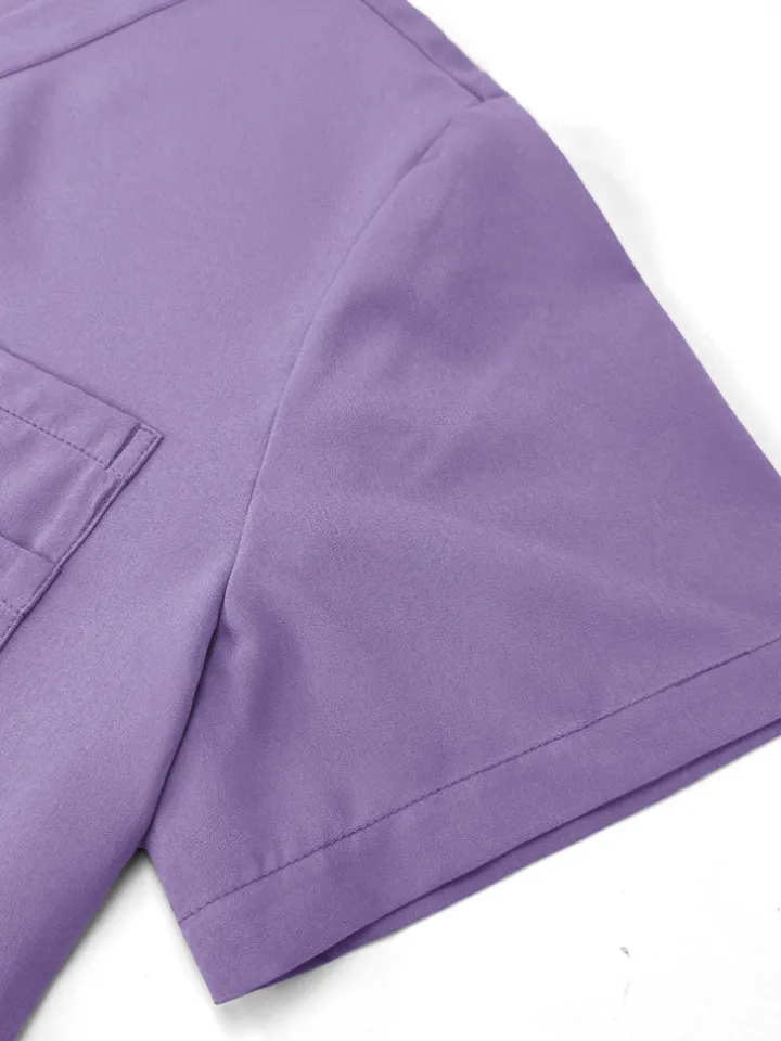 Solid Color Top Straight Leg Pants Set