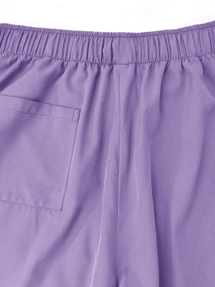 Solid Color Top Straight Leg Pants Set