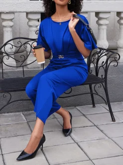 Solid Color Wide Leg Pant Jumpsuit