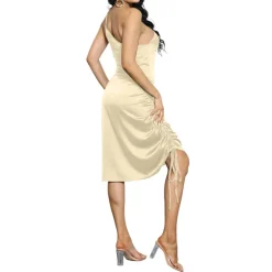 Spaghetti Strap Drawstring Ruched Dress