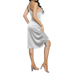 Spaghetti Strap Drawstring Ruched Dress