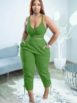 Spaghetti Strap Top and Long Pants Set