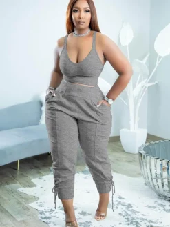 Spaghetti Strap Top and Long Pants Set