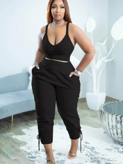 Spaghetti Strap Top and Long Pants Set