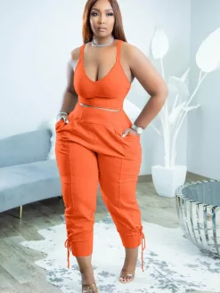 Spaghetti Strap Top and Long Pants Set