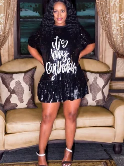 Sparkling Printed Lotus Hem Birthday Shimmery Dress