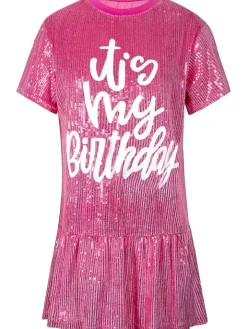 Sparkling Printed Lotus Hem Birthday Shimmery Dress