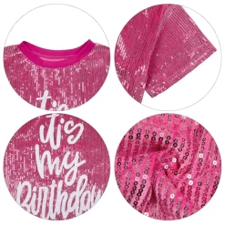 Sparkling Printed Lotus Hem Birthday Shimmery Dress