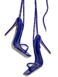 Sparkling Rhinestone Ankle Strap High Heel Sandal