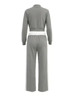 Sporty Jacket Wide Leg Pants Set