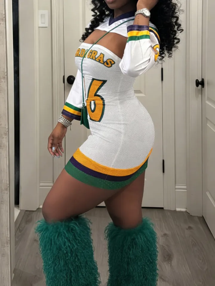 Sporty Letter Print Tube Mini Dress Set