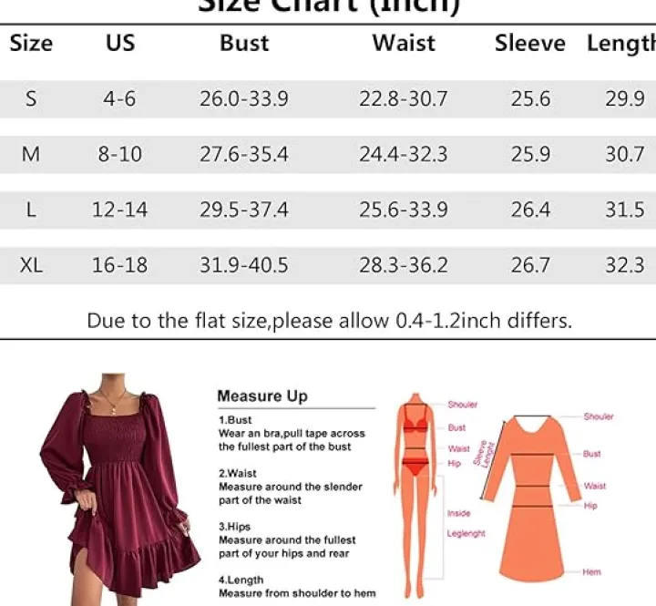 Square Neck Puff Sleeve Ruffle Hem Dress