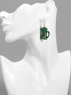 St Patrick's Day Clover Beer Earrings