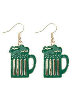 St Patrick's Day Clover Beer Earrings