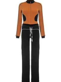 Stand Collar Slim Fit Jacket and Pants Set