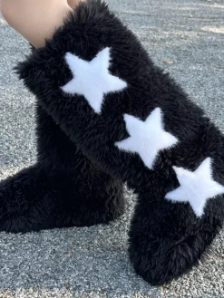 Star Print Fur Bootss