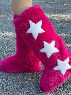 Star Print Fur Bootss