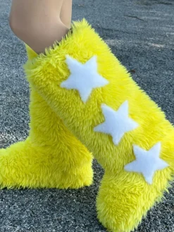 Star Print Fur Bootss