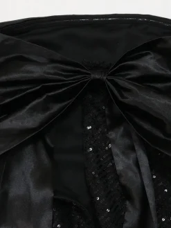 Strapless Bow Tie Back Sequin Maxi Dress