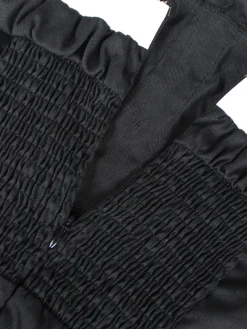 Strapless Button Front Belted A-Line Maxi Dress