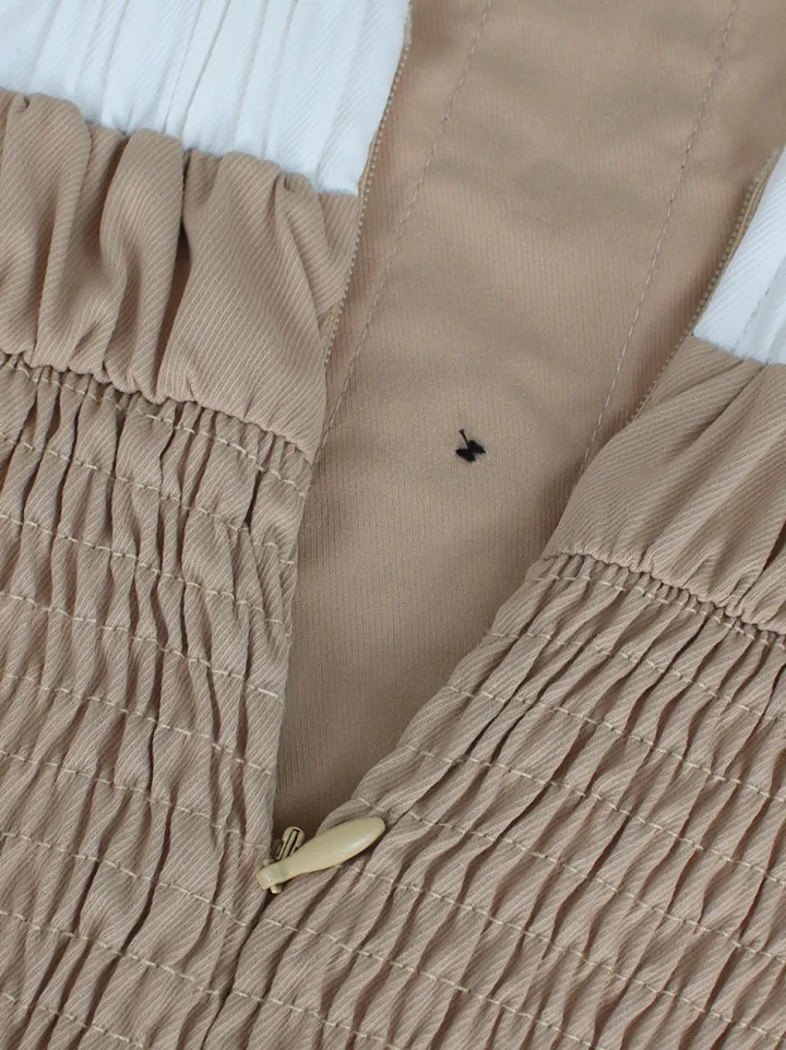 Strapless Button Front Belted A-Line Maxi Dress