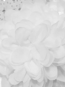 Strapless Glitter Mesh Flowers Mini Dress