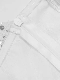 Strapless Glitter Mesh Flowers Mini Dress