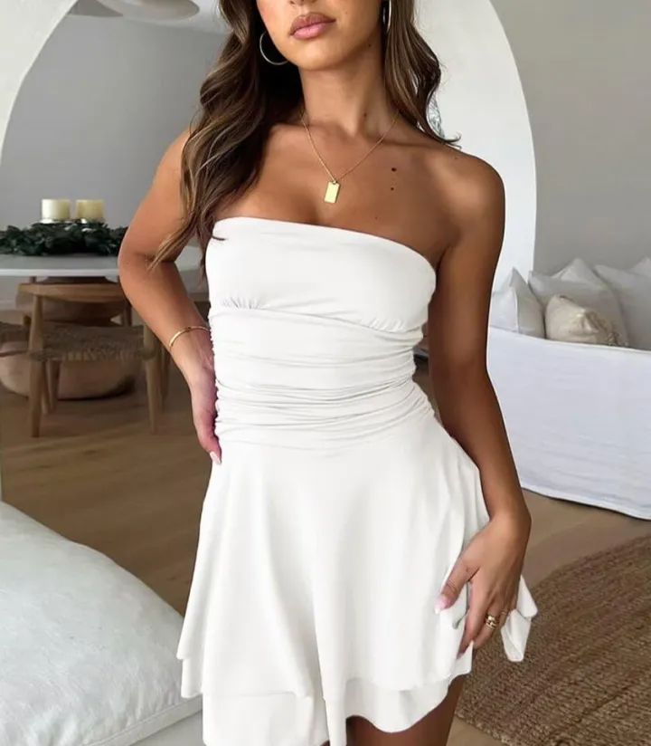 Strapless Ruched Bodycon Mini Dress