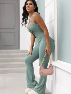Strappy Cutout Backless Fitted Jumpsuit