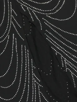 Strappy Rhinestone Mesh Maxi Dress