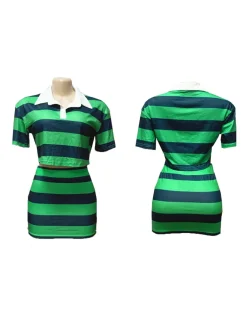 Striped Contrast Crop Top Skirt Set