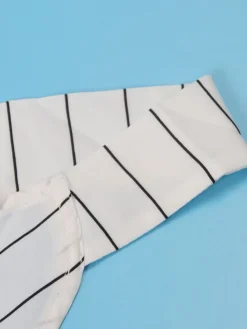 Striped Cross Strap Backless Flare Dress