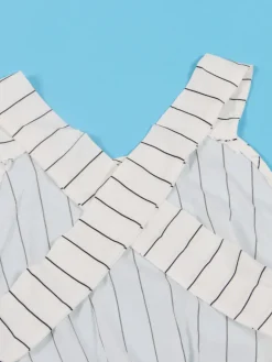 Striped Cross Strap Backless Flare Dress