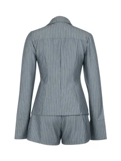 Striped Lace-Up Shirt Shorts Set