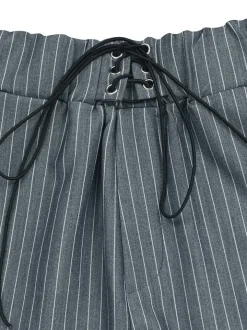 Striped Lace-Up Shirt Shorts Set