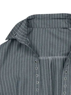 Striped Lace-Up Shirt Shorts Set