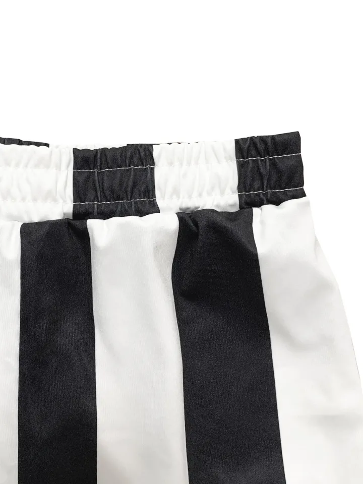 Striped Polo Crop Top Shorts Set